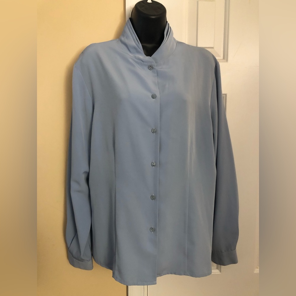 Lnwot Pendleton Sky Blue Button Down Blouse - image 1